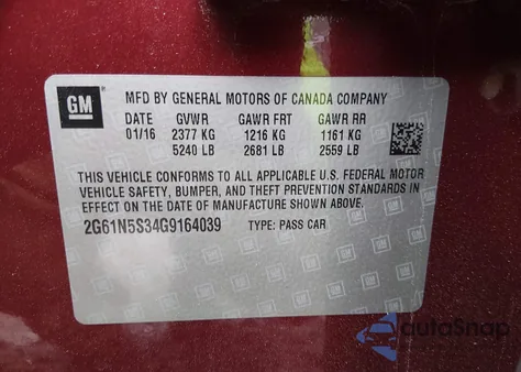 2016 Cadillac Xts Luxury Collection z USA, uszkodzony, nr VIN 2G61N5S34G9164039